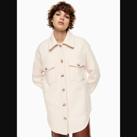 Aritzia Wilfred Free The Ganna Shirt Jacket Relaxed Merino Wool Shacket $198.00 - Picture 1 of 16